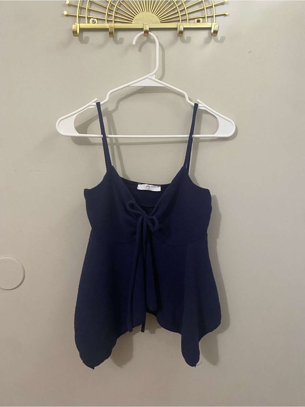 gaze Navy Tie-Front Spaghetti Strap Camisole